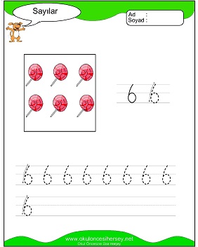 okul öncesi 1 sayısı çizgi çalışması